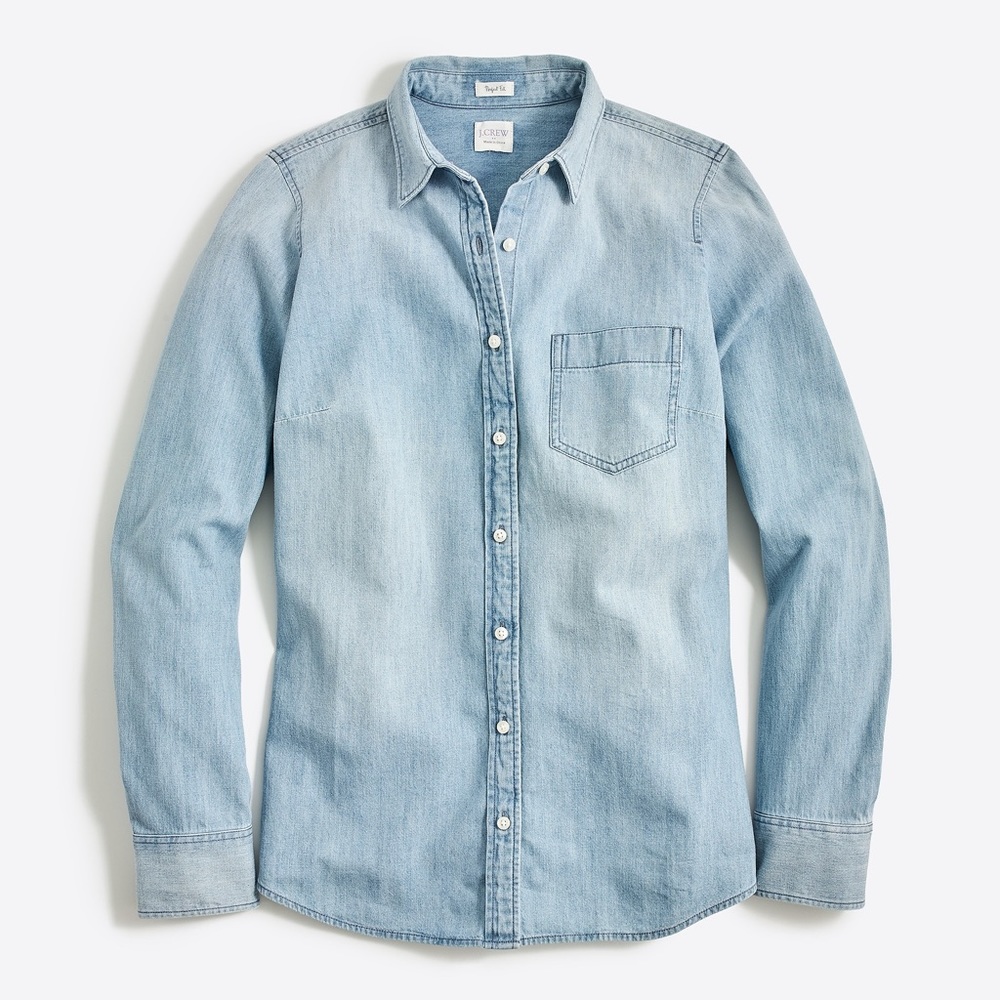 J Crew Perfect Fit Denim Button Down - L